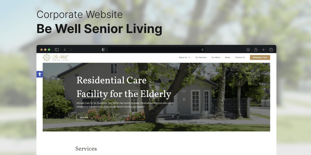 Створення сайту для сервісу догляду за літніми людьми Be Well Senior Living на WordPress