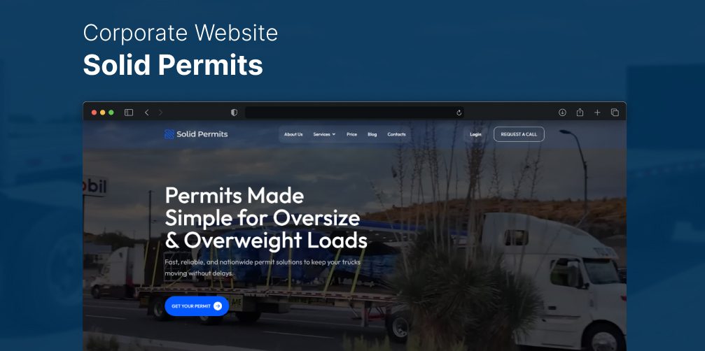 Solid Permits corporate website design for oversize and overweight permits developed on WordPress by theDC.studio
