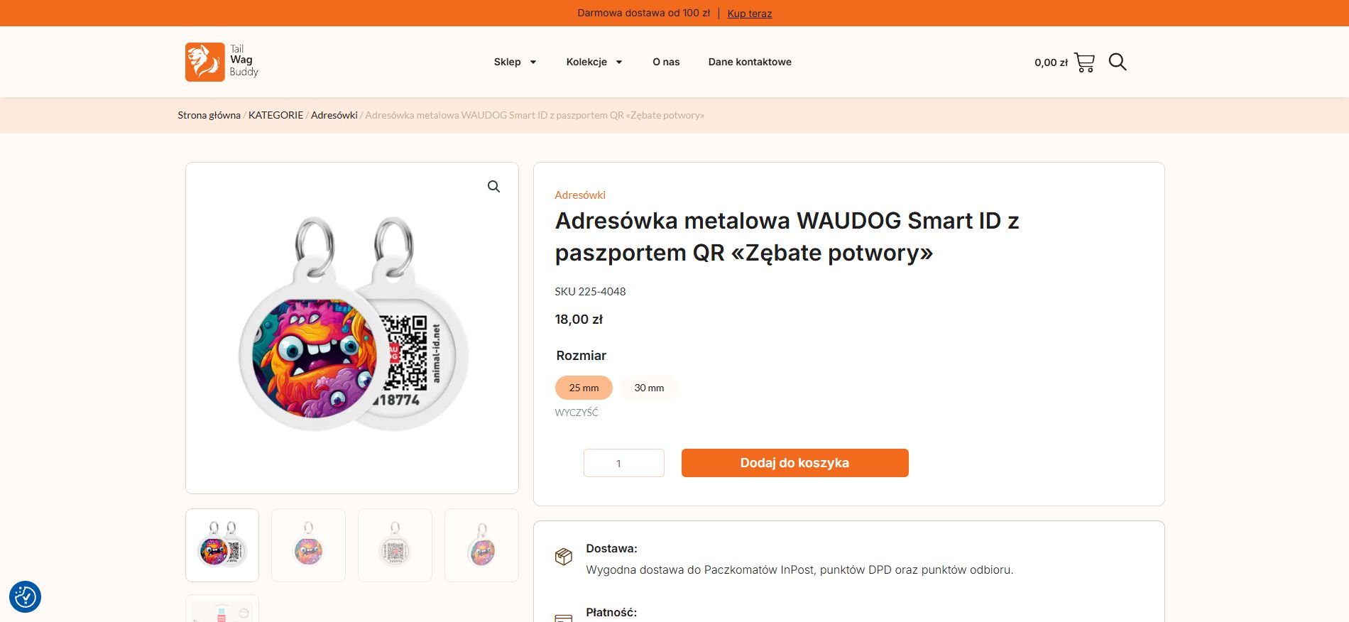Сторінка товару в інтернет-магазині Tail Wag Buddy на WooCommerce