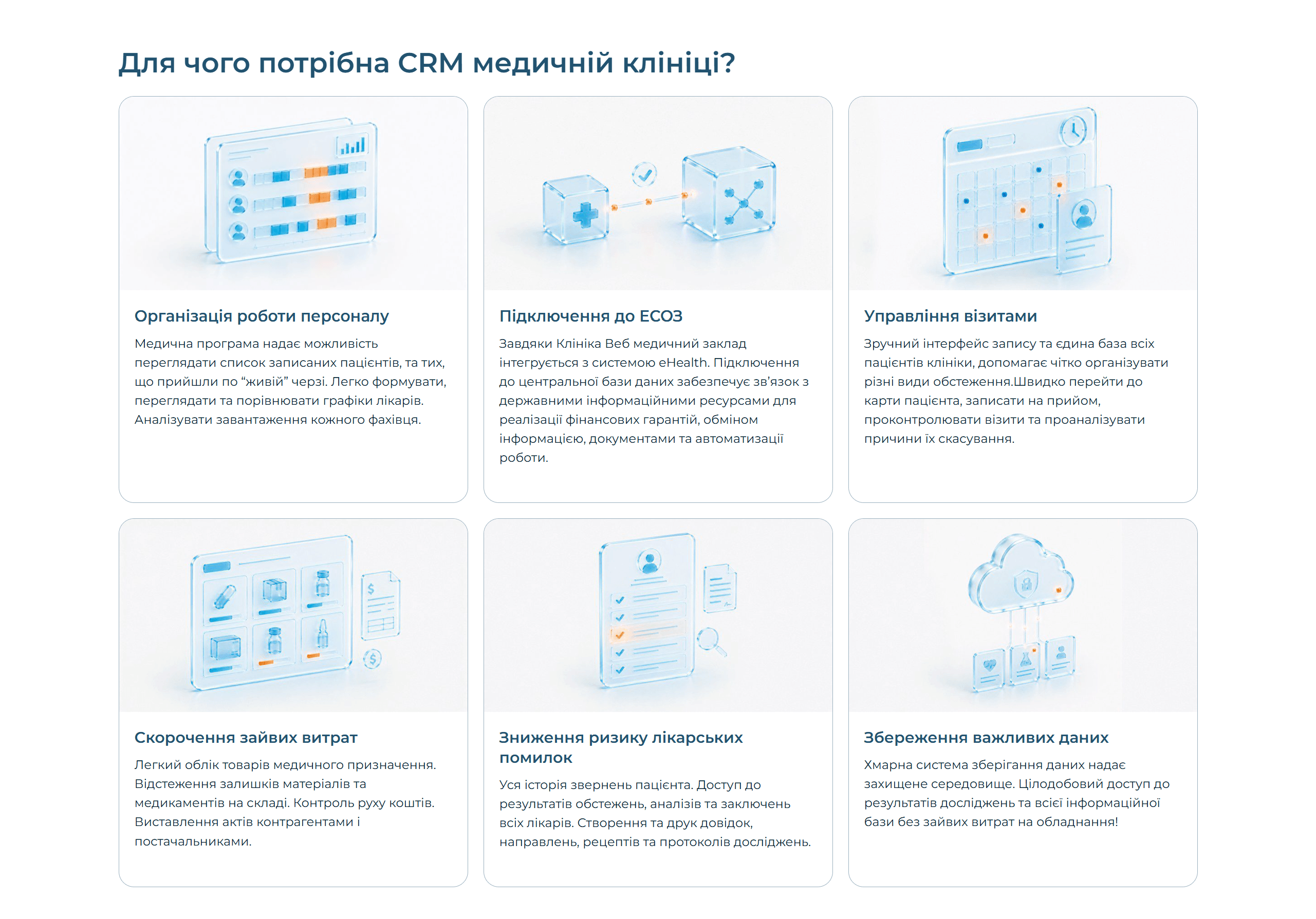 CRM для автоматизації медичної клініки в системі Clinica Web